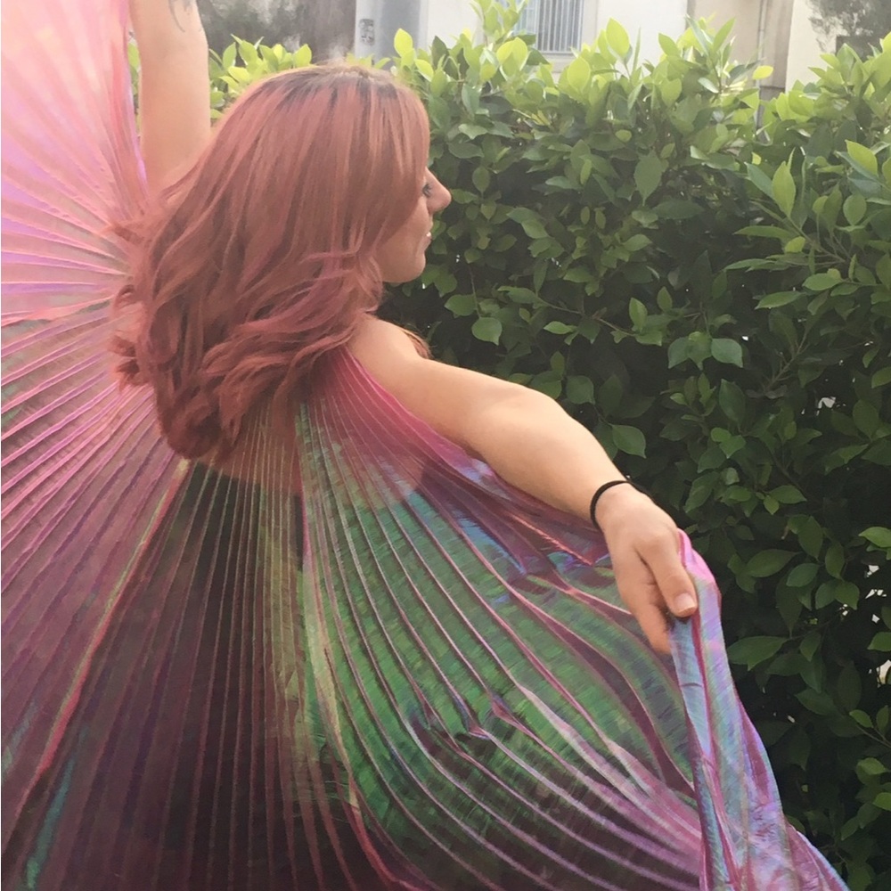 Iridescent Pleated Cape